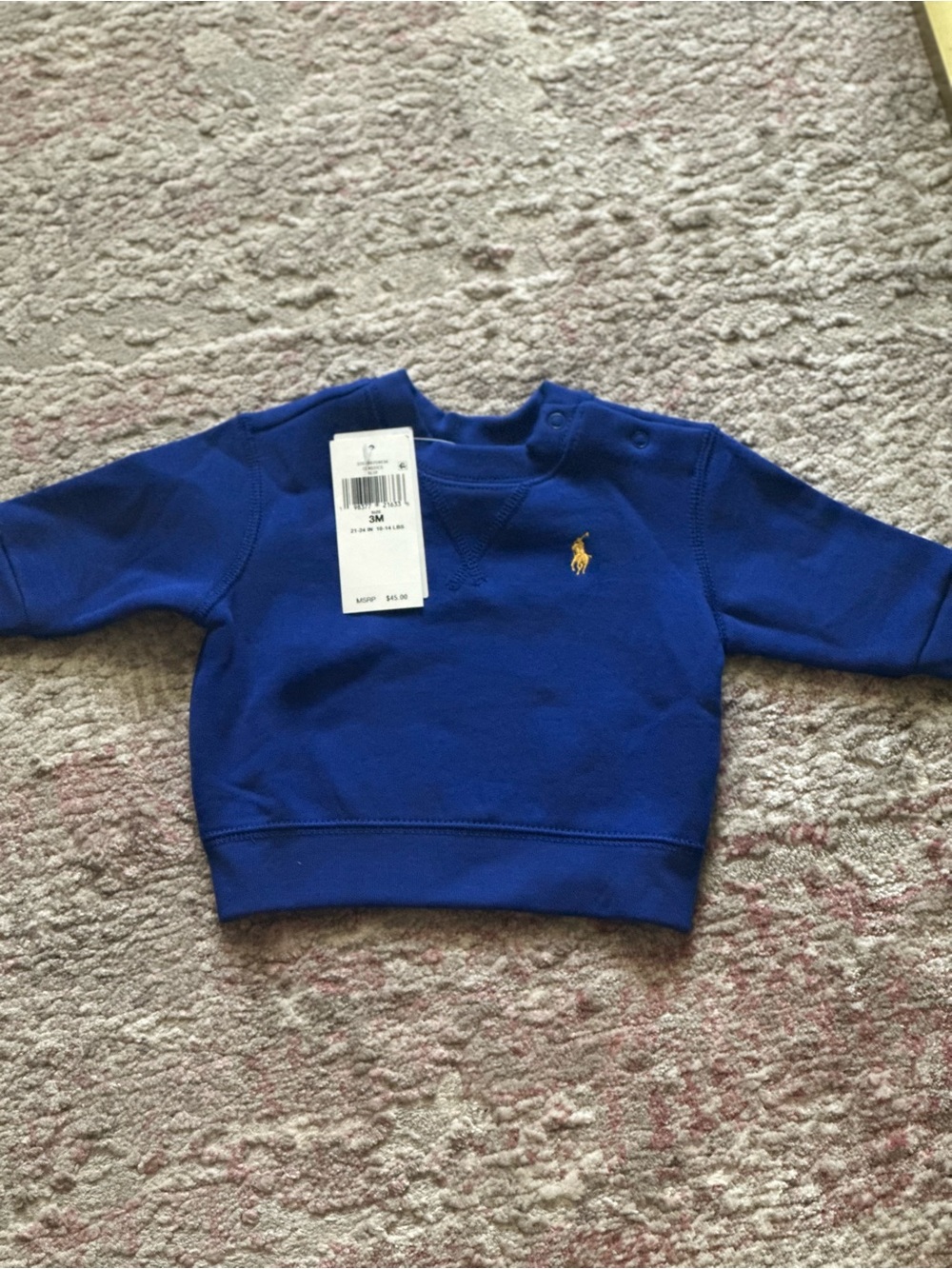 Ralph Lauren Royal Blue Crewneck Sweatshirt with Yellow Pony